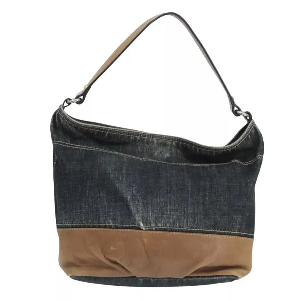 BURBERRY Blue Label Shoulder Bag Denim Black - Picture 3 of 16